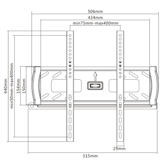 Fixed TV Bracket – Anti-Theft, 32" to 55" TV, Black