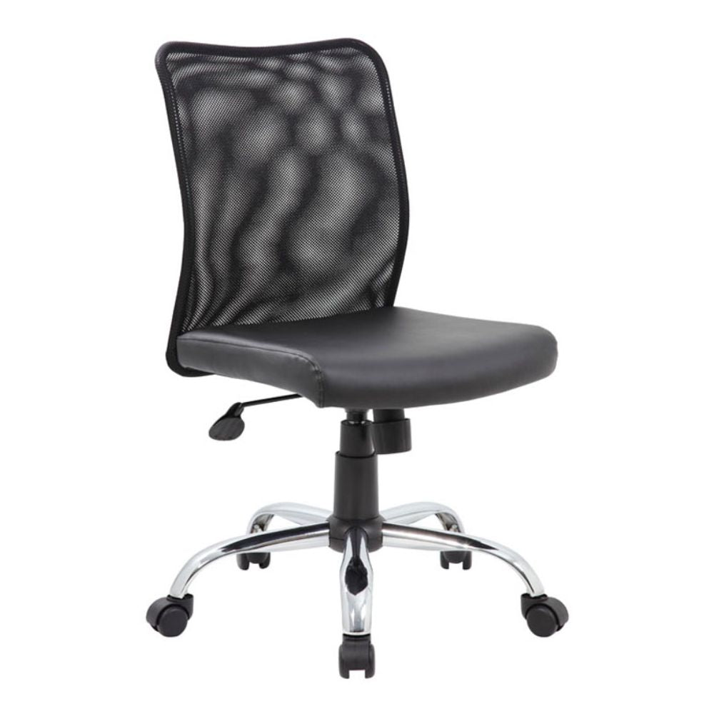 Regal Office Chair – Armless, Spring Tilt, Black Vinyl, Model# DFW700202